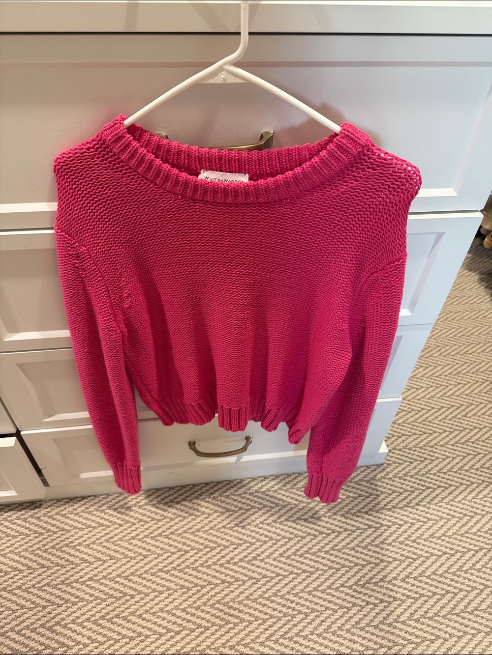 White + Warren  Women’s Pink Crewneck Knit Sweater